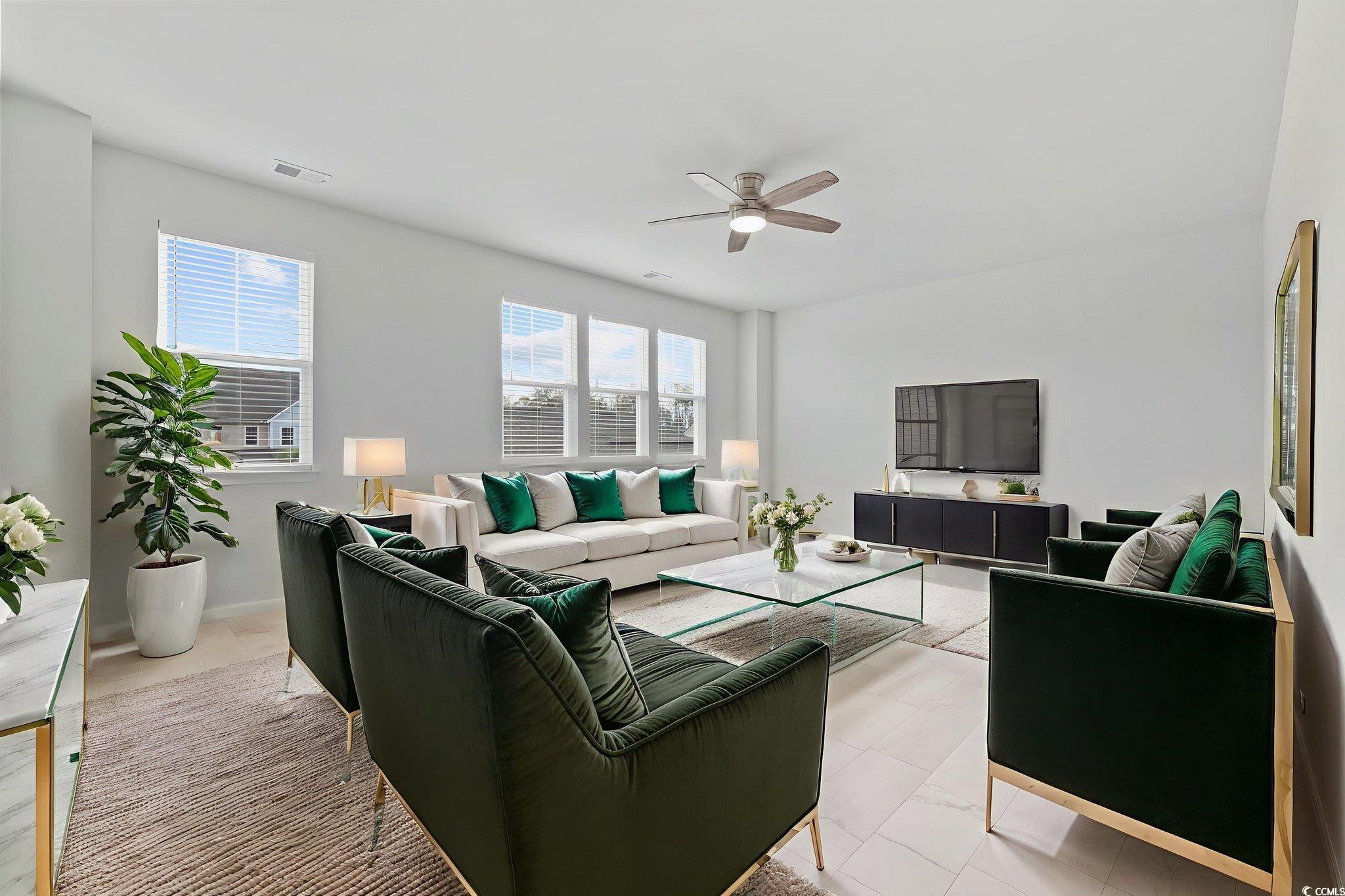 2595 Blue Crane Circle, Unit 102 Myrtle Beach, SC 29577 - Photo 24 of 40 Living room with ceiling fan