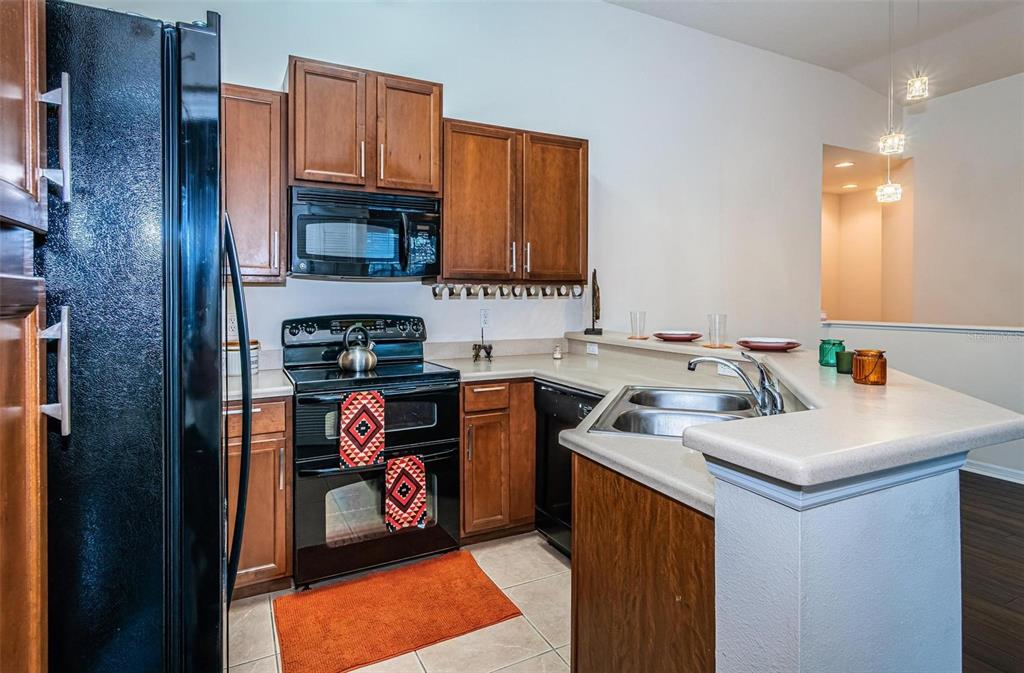9013 Moonlit Meadows Loop Riverview, FL 33578 - Photo 19 of 43 a kitchen with stainless steel appliances granite countertop a sink stove and refrigerator