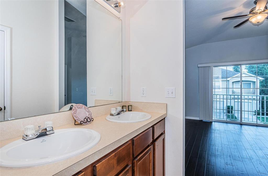 9013 Moonlit Meadows Loop Riverview, FL 33578 - Photo 10 of 43 a bathroom with a granite countertop sink and a large mirror