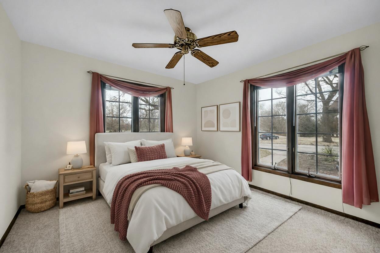 6955 Briergate Court Demotte, IN 46310 - Photo 17 of 44 a bedroom with a bed and a large window