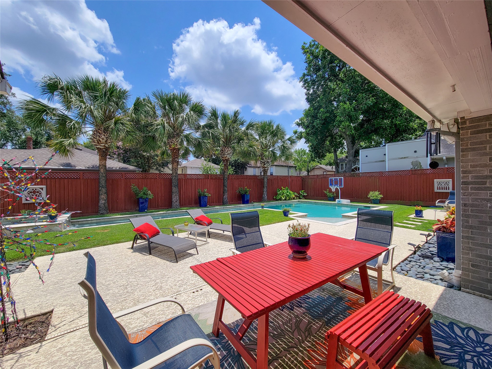 4401 Roseland Street Houston, TX 77006 - Photo 7 of 46 Total Privacy in your Oasis with Spa, Waterfall, Lap Pool and Saline Pool surrounded by large green grassy areas!! Perfect for entertaining, for kids and for the dogs to run around!!