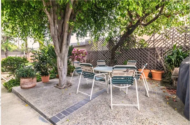 a view of a chairs and table in the patio