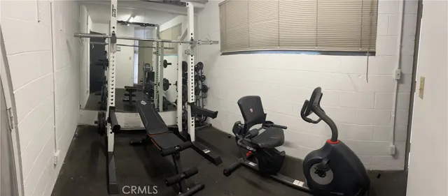 a view of a room with gym equipment