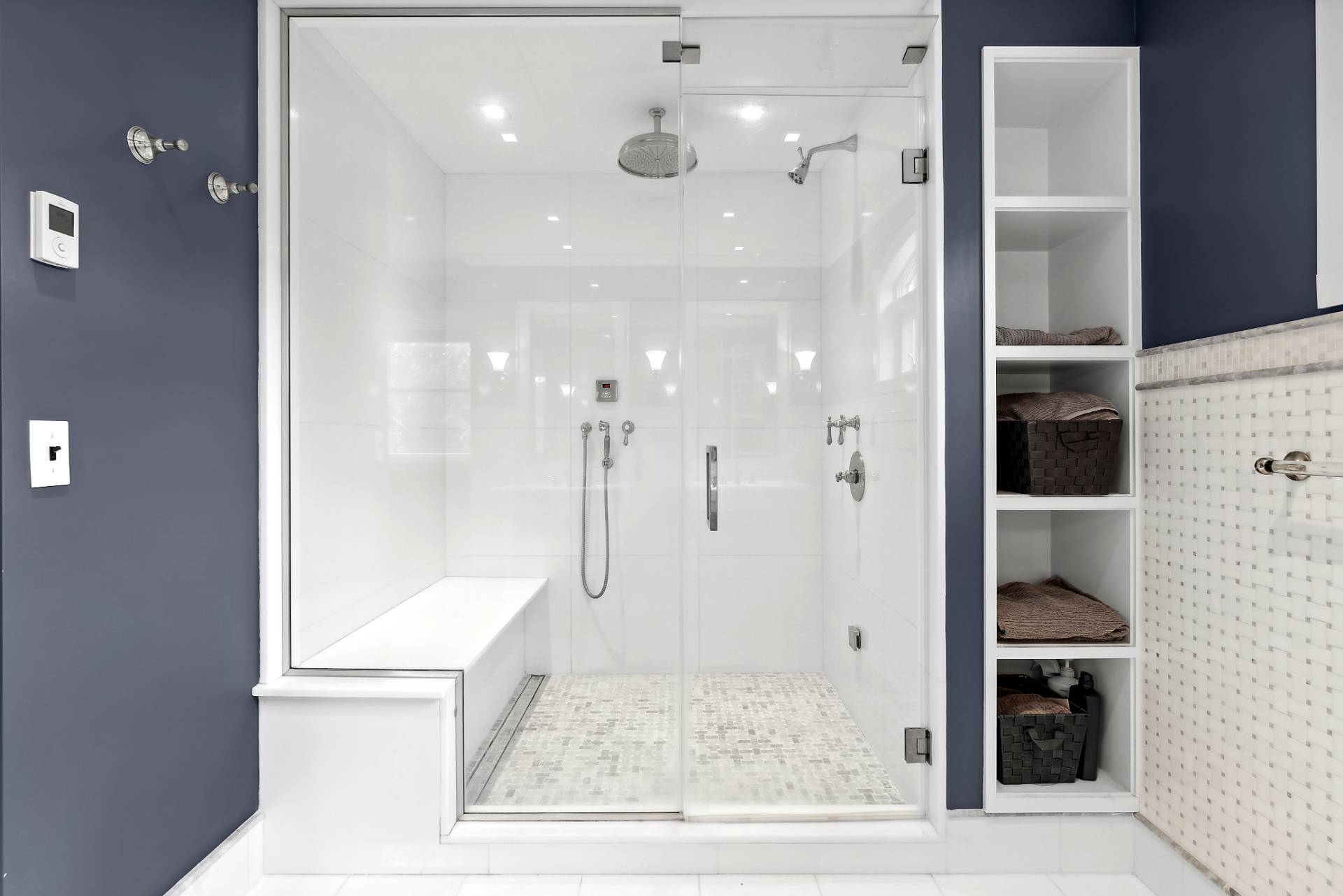 573 North Sea Mecox Road Southampton, NY 11968 - Photo 11 of 21 a bathroom with a shower and a mirror