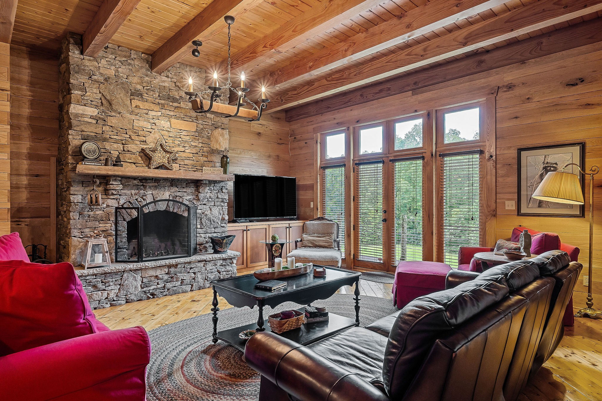 4042 Rocky Ridge Road Doyle, TN 38559 - Photo 23 of 85 a living room with furniture a flat screen tv and a fireplace