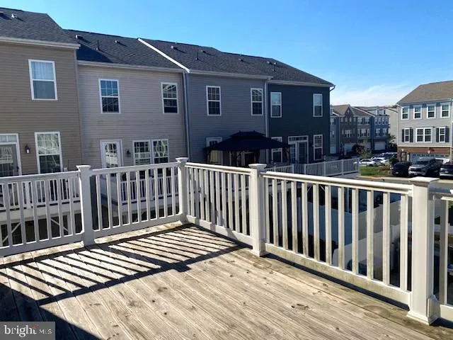 a view of a wooden roof deck