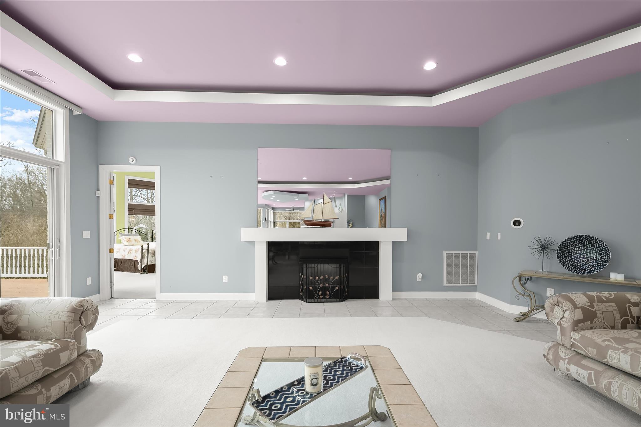 11678 Frederick Road Ellicott City, MD 21042 - Photo 18 of 118 a living room with furniture a fireplace and a floor to ceiling window