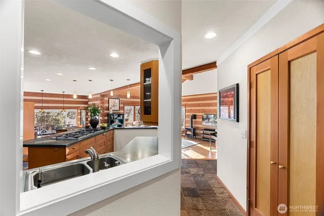 a view of a living room and entry way