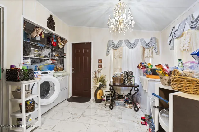 a view of a storage and utility room
