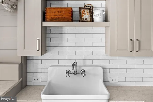 a bathroom with a glass door