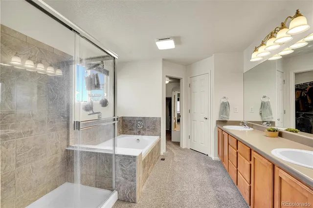 a bathroom with a sink a toilet a mirror and shower