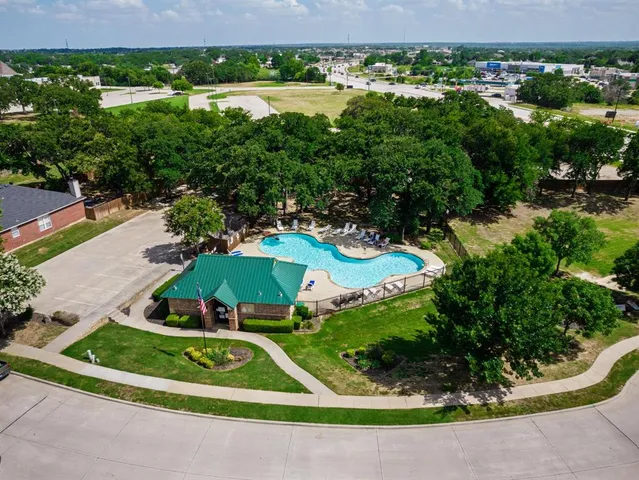 an aerial view of a house