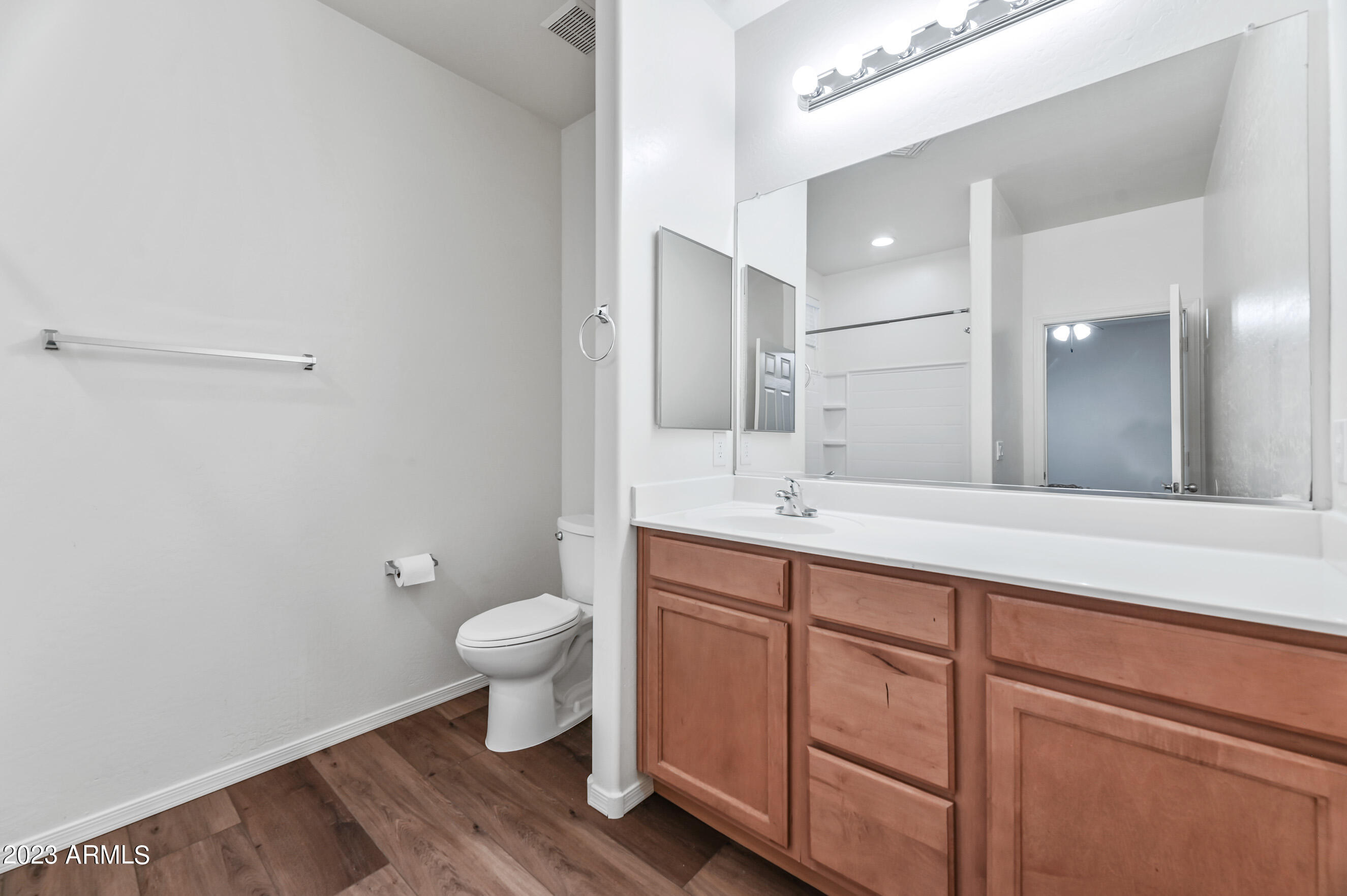 3145 South Eugene Mesa, AZ 85212 - Photo 11 of 20 a bathroom with a sink a toilet a shower and a mirror