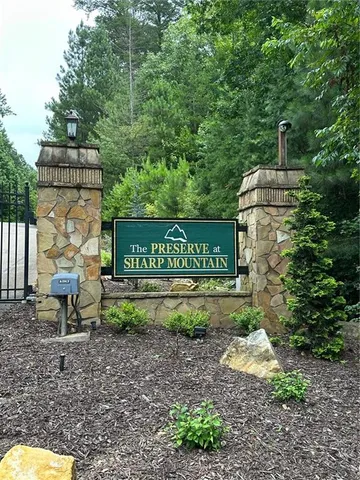 a view of a bench in a garden