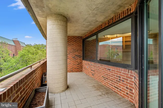 a view of the balcony