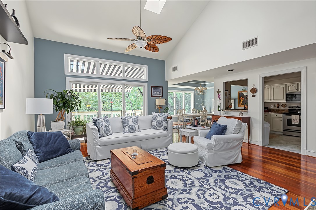 3131 Stony Point Road, Unit B Richmond, VA 23235 - Photo 12 of 65 Vaulted ceiling with an overhead fan, rich wood-fi