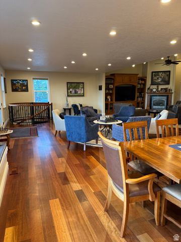 3145 South 500 West Vernal, UT 84078 - Photo 61 of 64 Dining space with dark wood finished floors, recessed lighting, and a ceiling fan