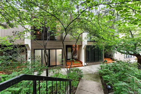 an outdoor view of garden with patio