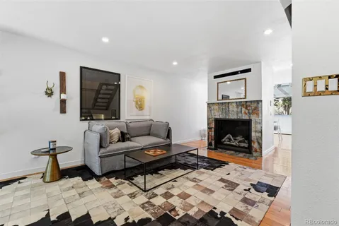 a living room with furniture