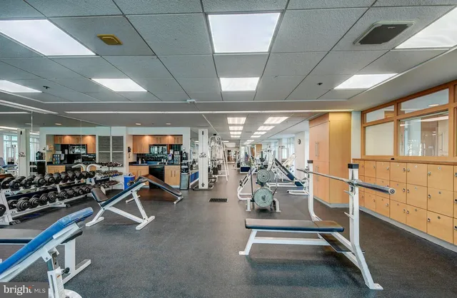 a view of a room with gym equipment