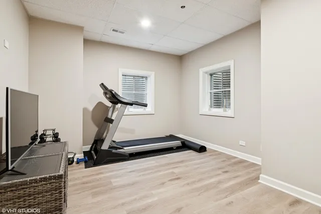a view of a room with gym equipment
