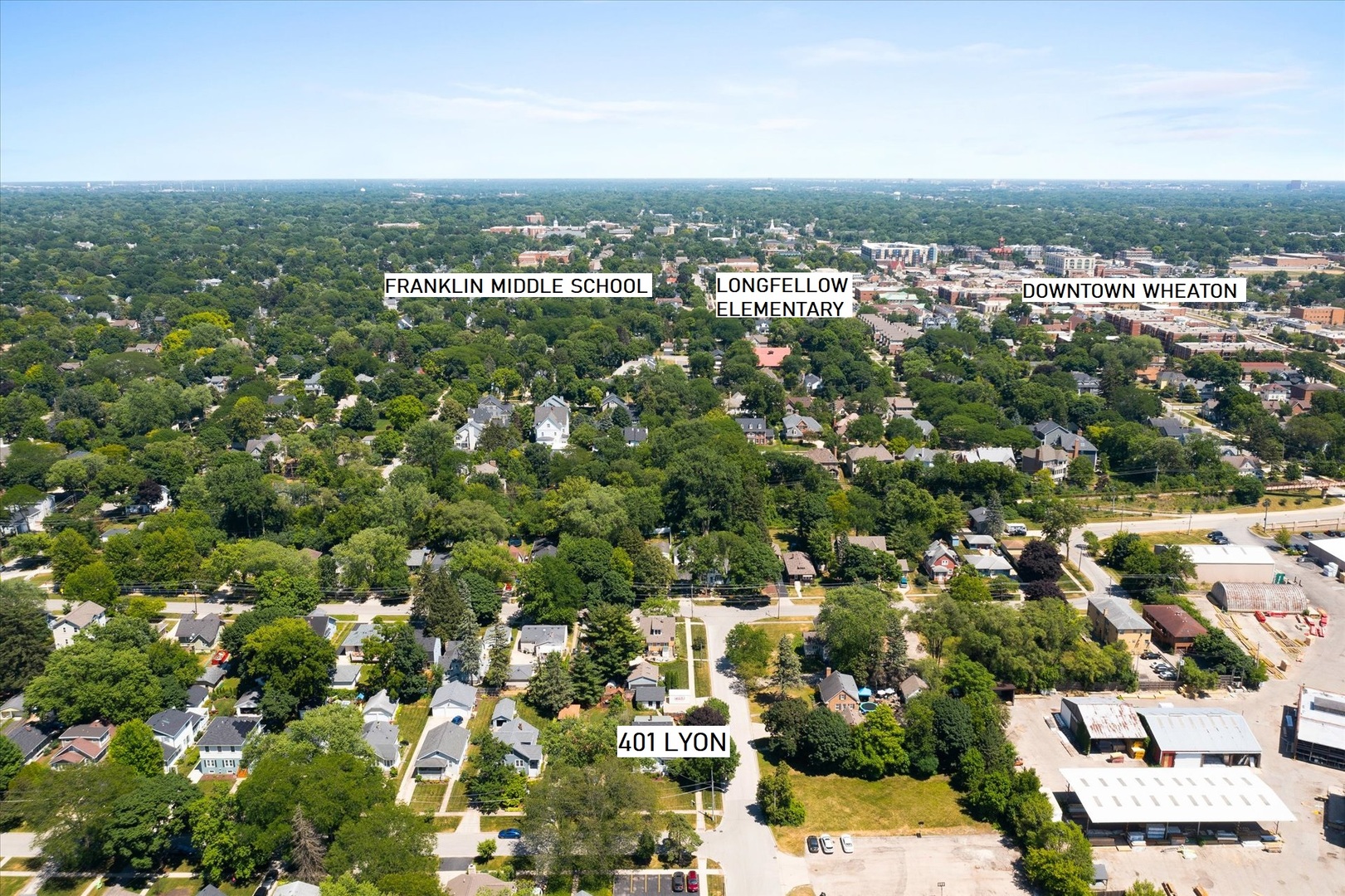 401 Lyon Avenue Wheaton, IL 60187 - Photo 17 of 34 an aerial view of residential houses with city view