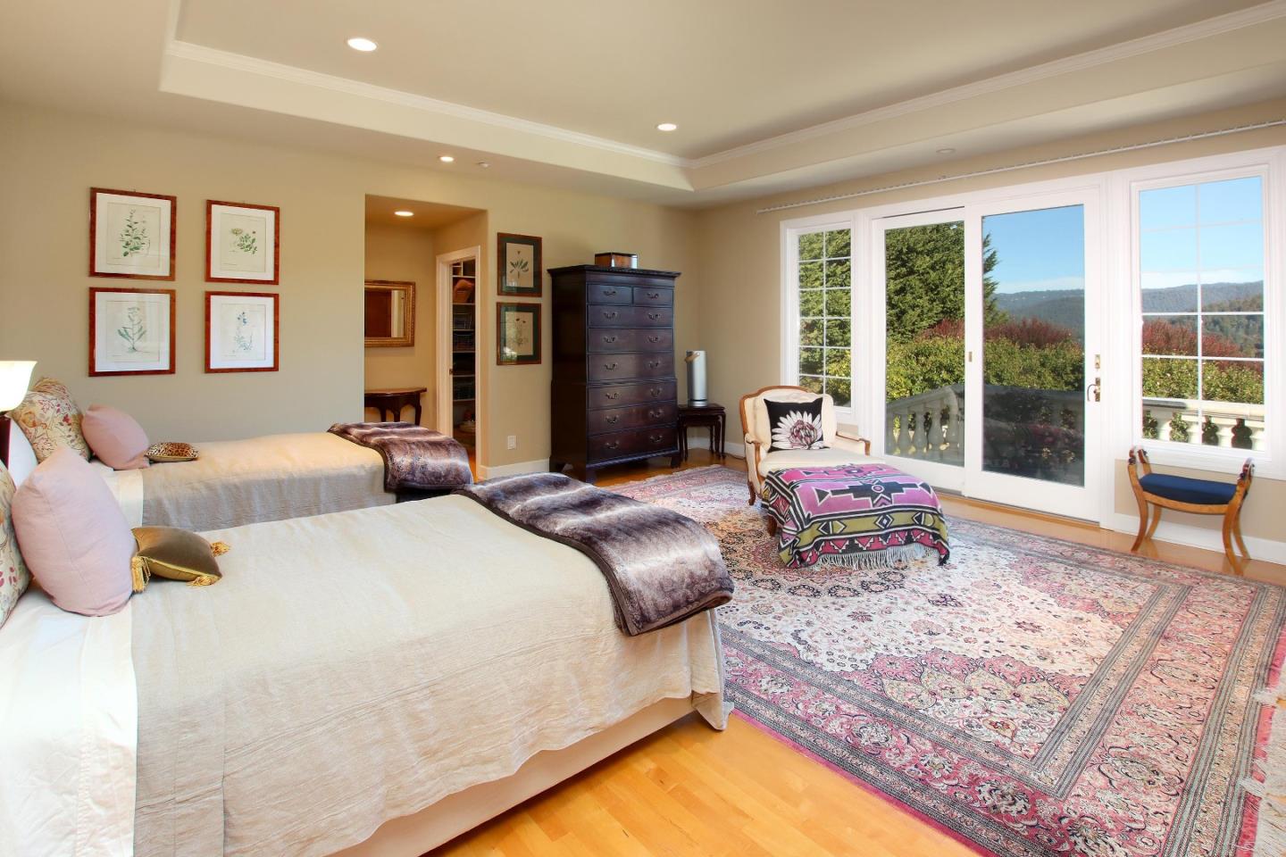 344 Los Robles Road Soquel, CA 95073 - Photo 30 of 76 a bedroom with two beds and a large window