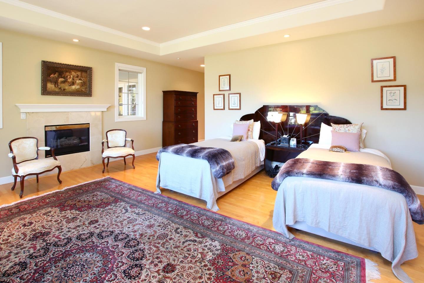 344 Los Robles Road Soquel, CA 95073 - Photo 31 of 76 a bedroom with furniture and a fireplace