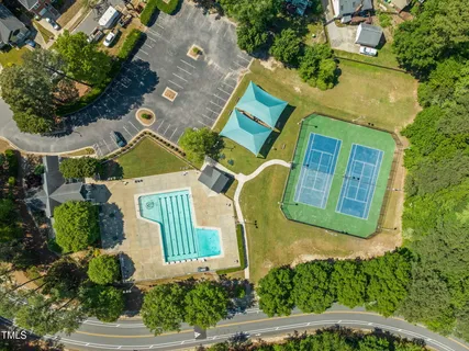 an aerial view of a house