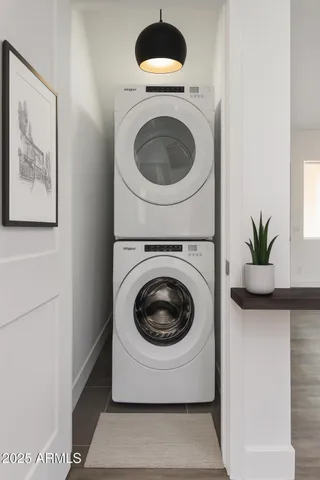 a utility room with dryer and washer