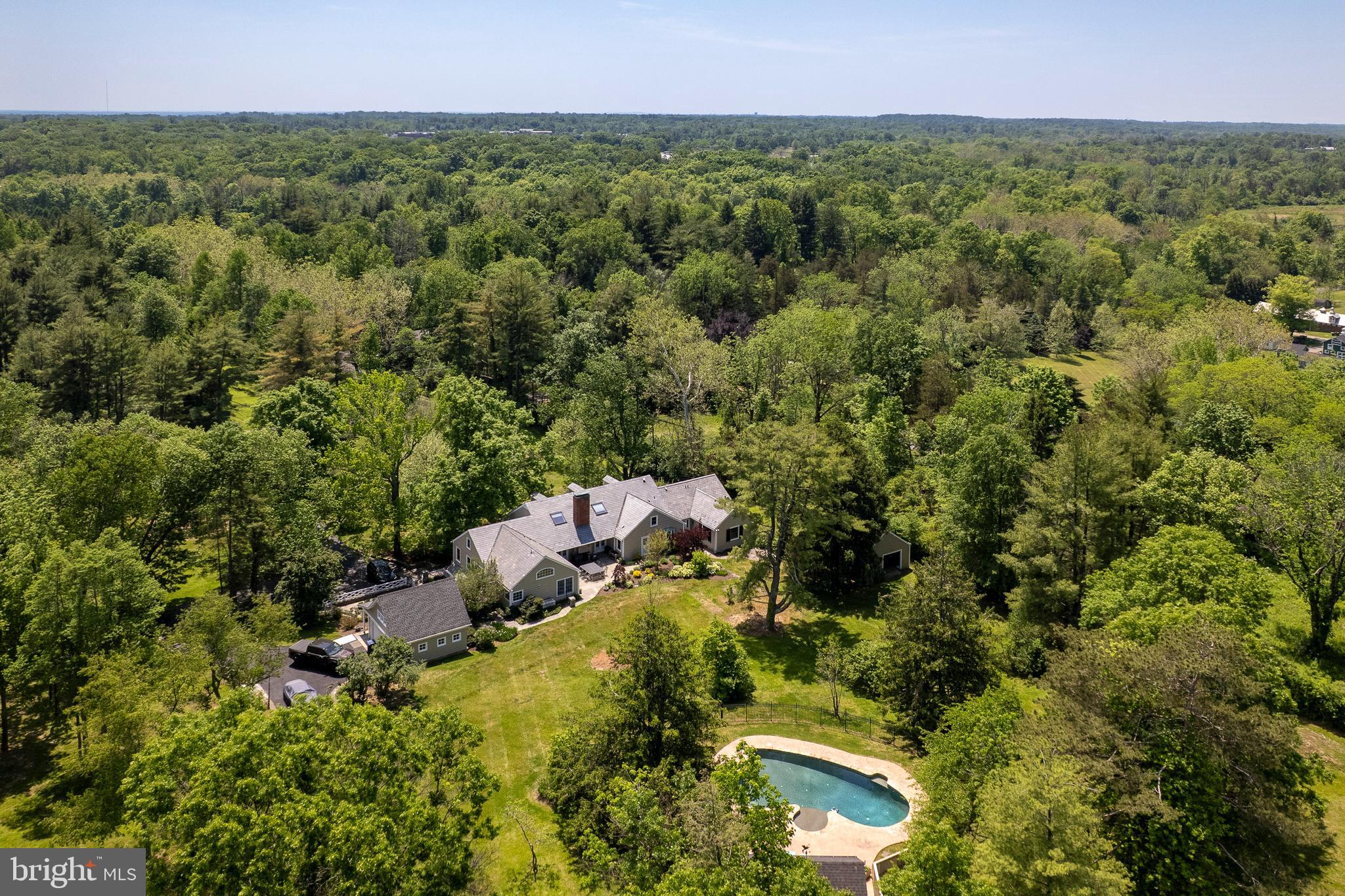 821 Pretty Brook Road Princeton, NJ 08540 - Photo 2 of 32 an aerial view of residential house with outdoor space and trees all around