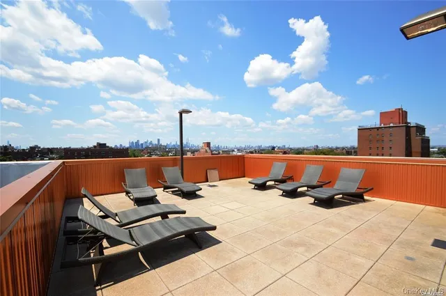 a view of a terrace with sky view