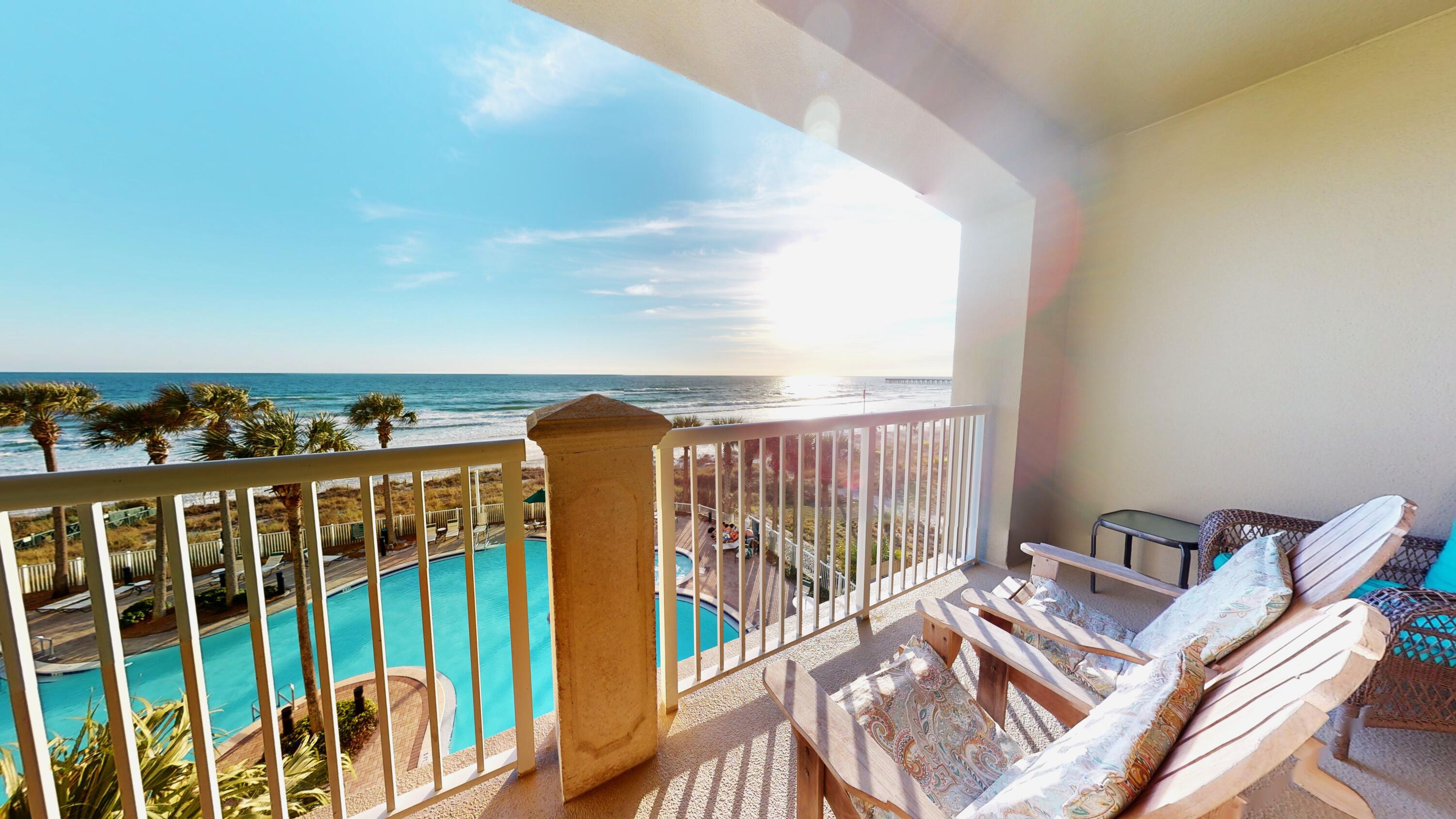 11807 Front Beach Road, Unit 1402 Panama City Beach, FL 32407 - Photo 2 of 37 a view of a balcony with furniture