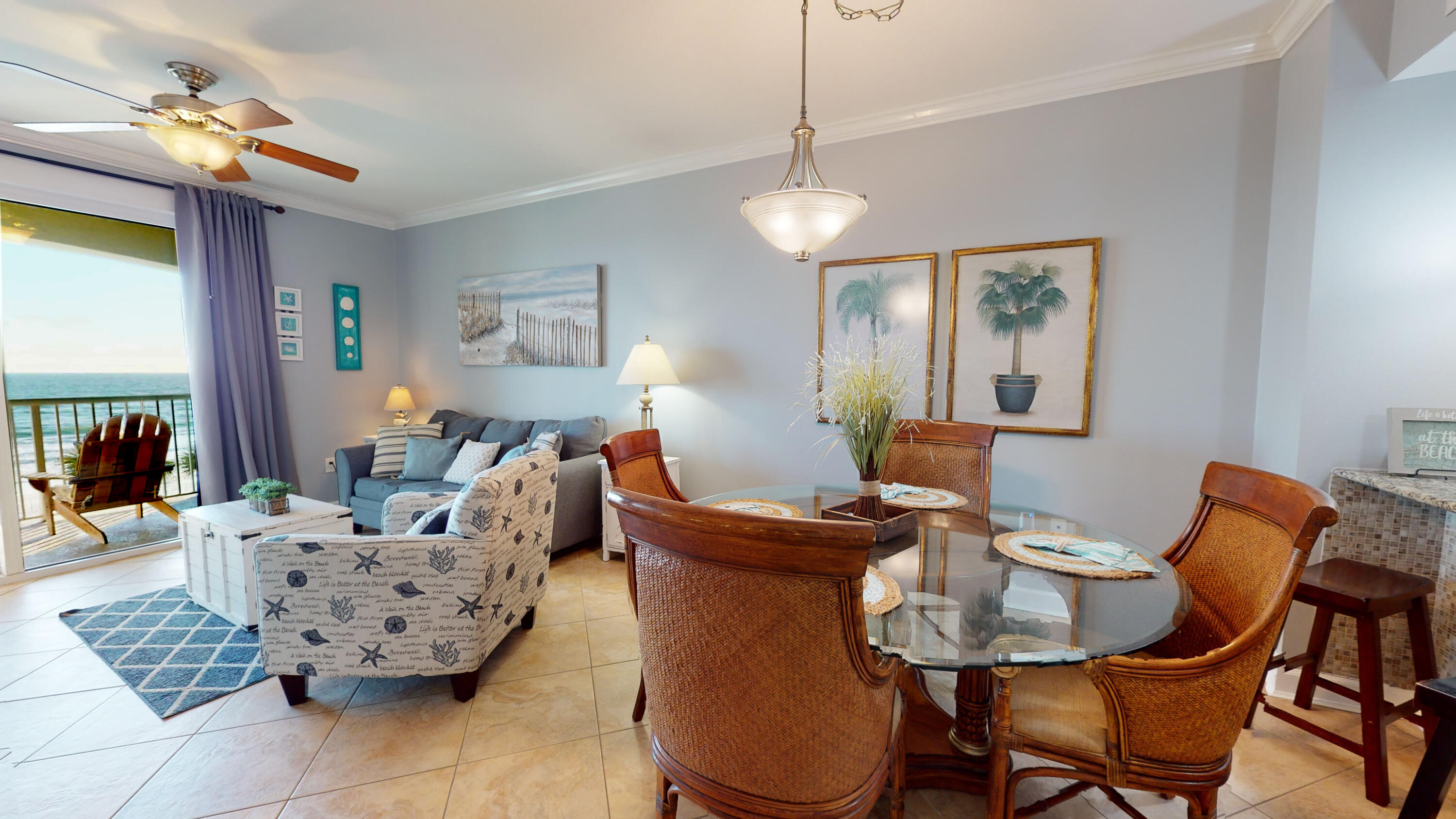11807 Front Beach Road, Unit 1402 Panama City Beach, FL 32407 - Photo 6 of 37 a living room with furniture and a wooden floor