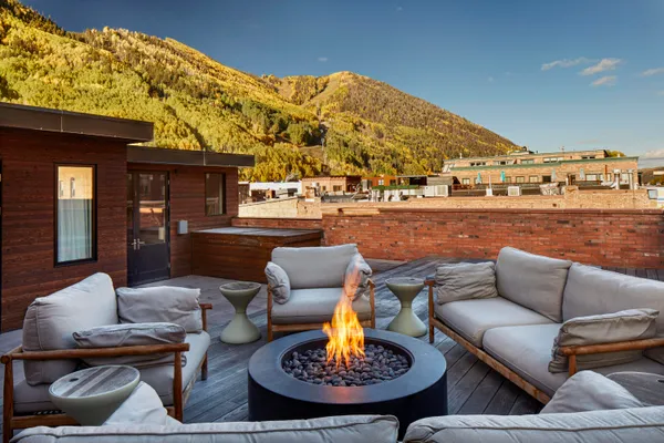 a outdoor space with patio furniture