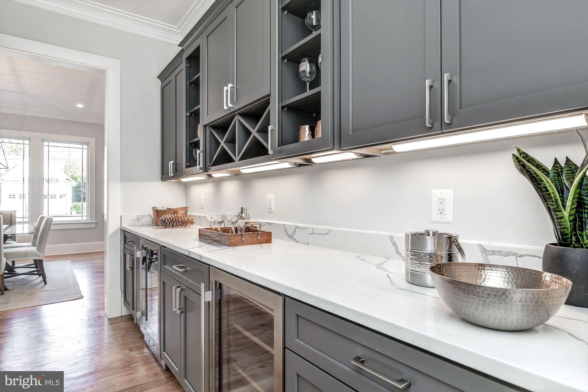 7834 Aberdeen Road Bethesda, MD 20814 - Photo 11 of 57 Butler's Pantry with Wine cooler and Bev. Center