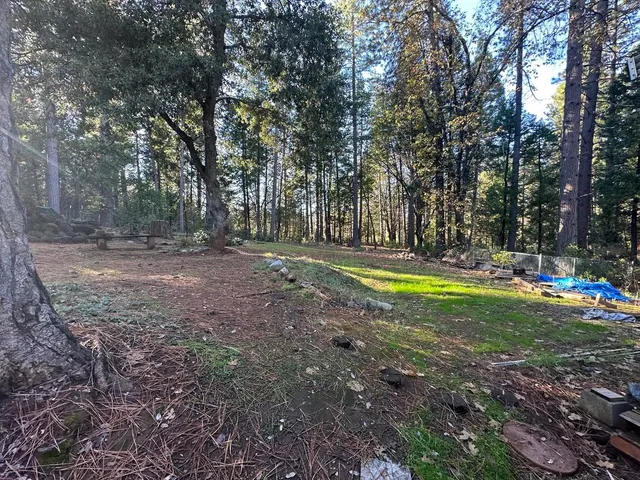 a view of a backyard with swimming pool