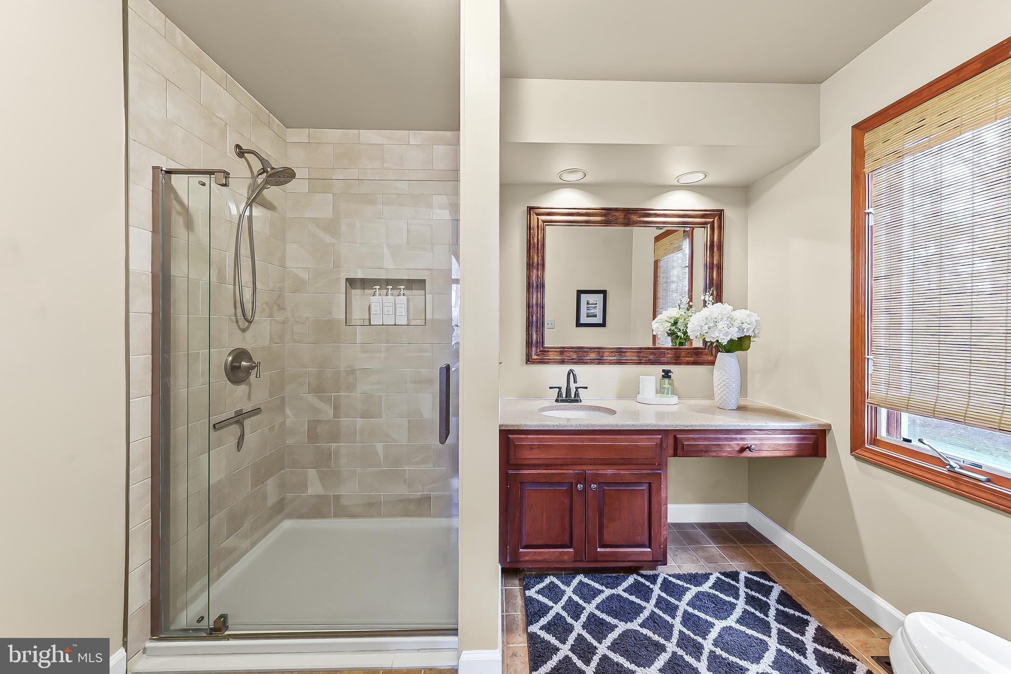 5 Copper Beech Court Landenberg, PA 19350 - Photo 28 of 38 a bathroom with a double vanity sink mirror and shower