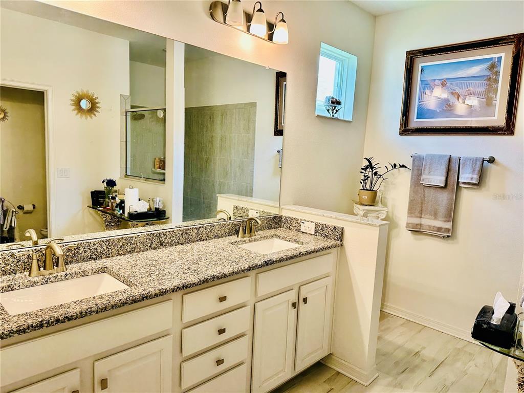 944 Old Windsor Way Spring Hill, FL 34609 - Photo 14 of 31 a bathroom with a granite countertop sink and a mirror