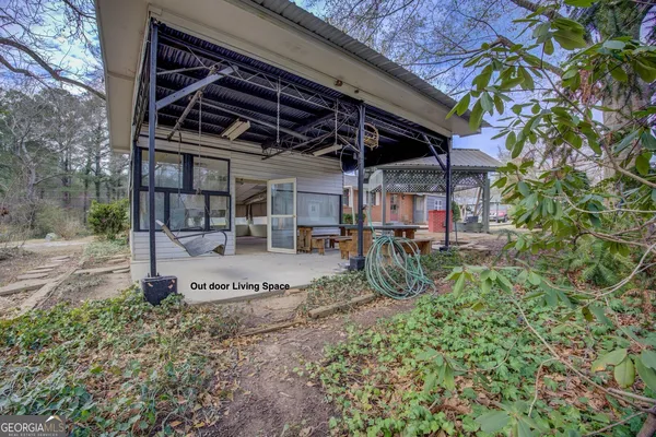a view of a backyard of a house