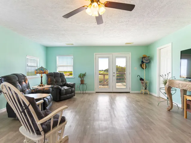 a living room with furniture