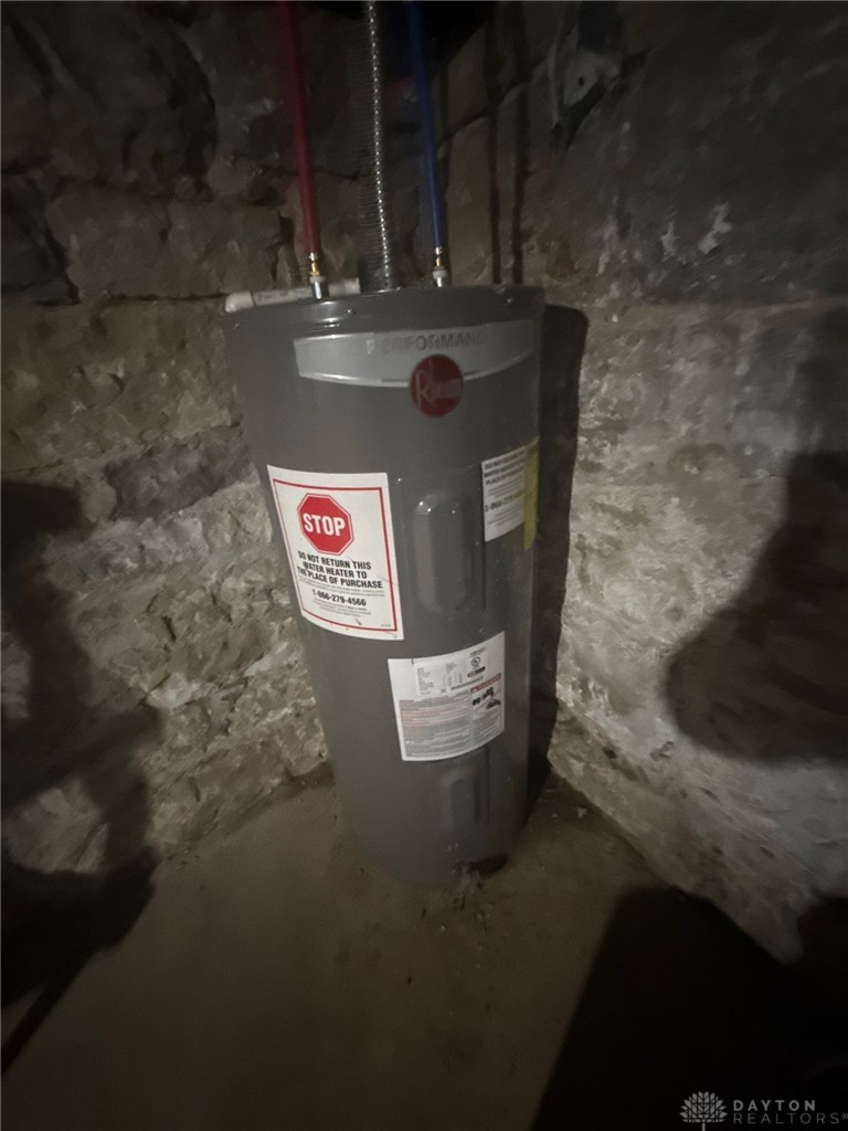 1125 West High Street Springfield, OH 45506 - Photo 29 of 39 Essential water heating unit nestled in a foundational stone setting.