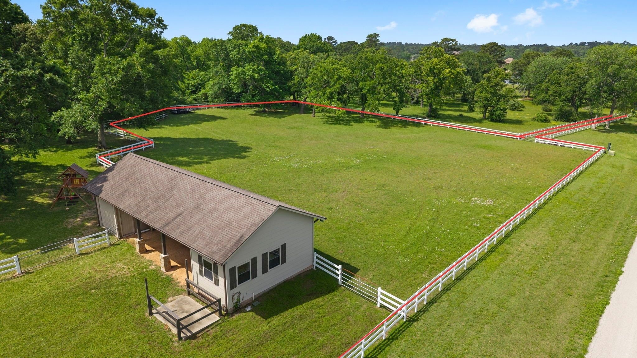 2242 Spring Branch Road Montgomery, TX 77316 - Photo 43 of 44 Red outline showing the back pasture and easement access to the lake