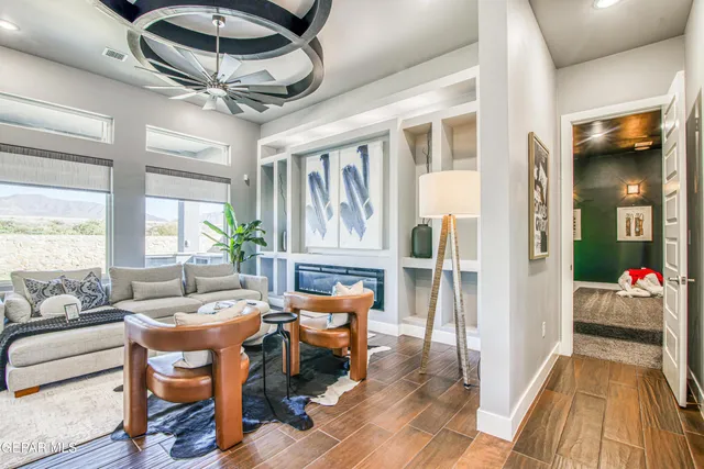 a living room with furniture