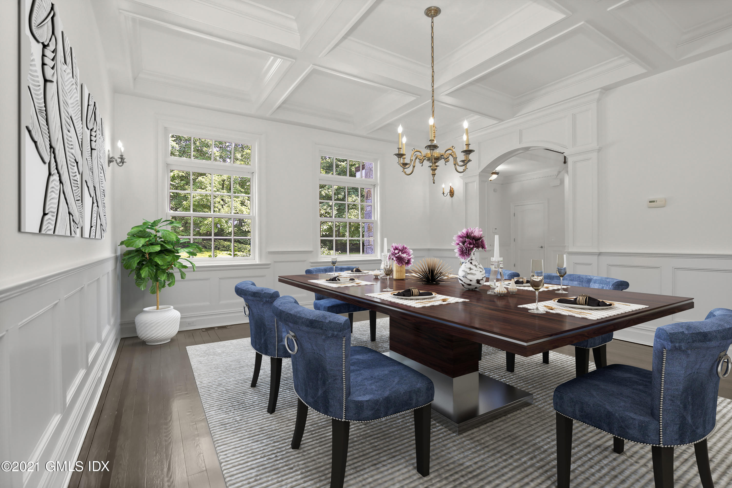 245 Bedford Road Greenwich, CT 06831 - Photo 14 of 27 a view of a dining room with furniture window and wooden floor