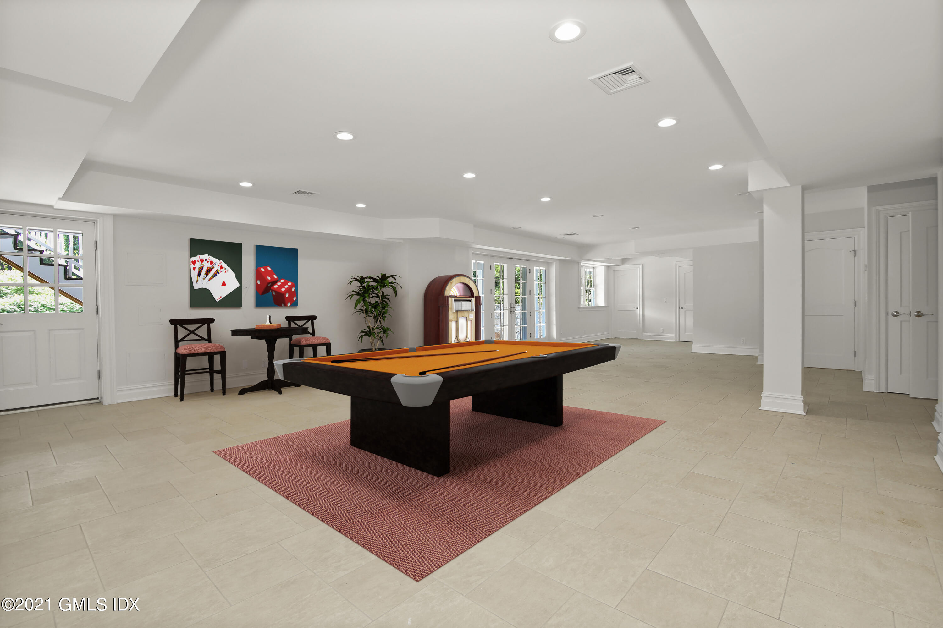 245 Bedford Road Greenwich, CT 06831 - Photo 20 of 27 a living room with furniture a pool table and window