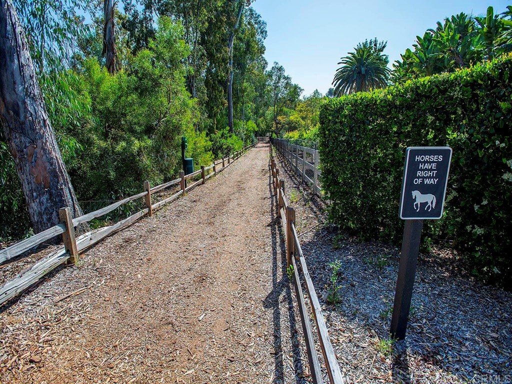 17356 Circa Oriente Rancho Santa Fe, CA 92067 - Photo 27 of 29 a street view with wooden fence and trees