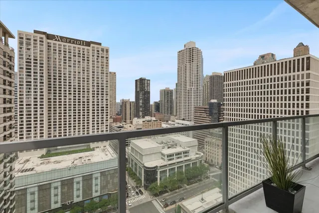 a view of a city with tall buildings