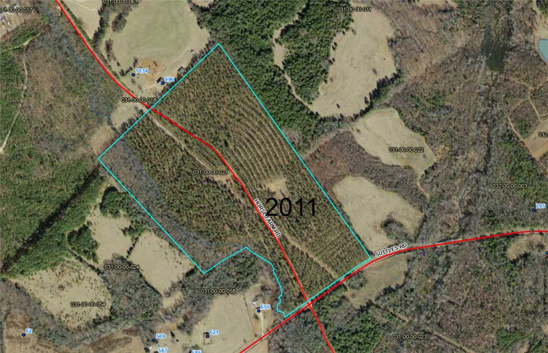 Satellite parcel map outlines the expansive boundaries of this wooded acreage.