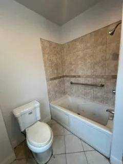 a bathroom with a toilet and a bathtub
